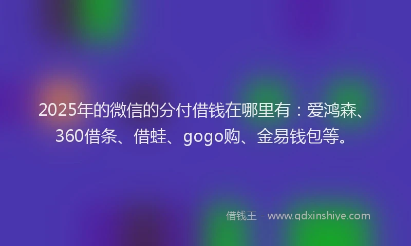 2025年的微信的分付借钱在哪里有：爱鸿森、360借条、借蛙、gogo购、金易钱包等。