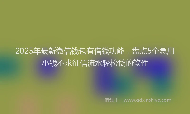 2025年最新微信钱包有借钱功能，盘点5个急用小钱不求征信流水轻松贷的软件