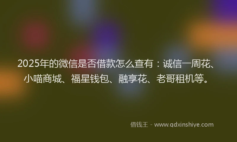 2025年的微信是否借款怎么查有：诚信一周花、小喵商城、福星钱包、融享花、老哥租机等。