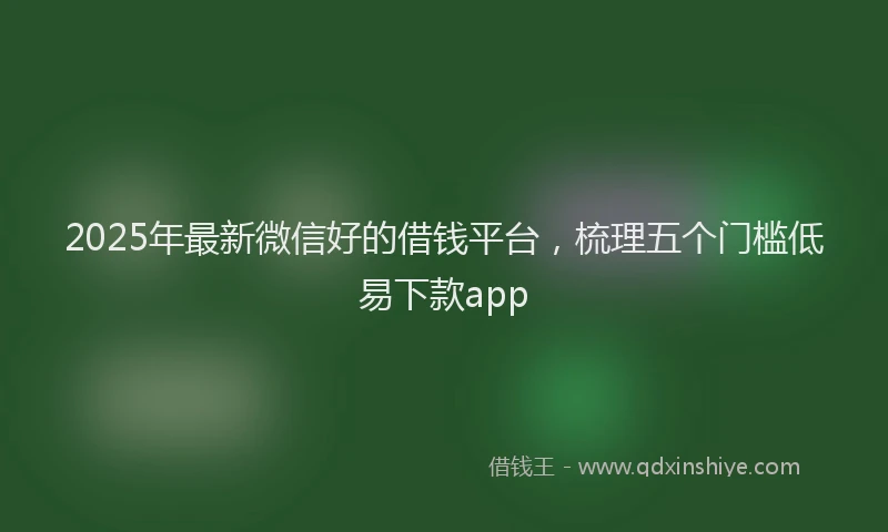 2025年最新微信好的借钱平台，梳理五个门槛低易下款app