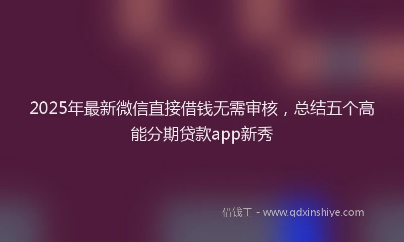 2025年最新微信直接借钱无需审核，总结五个高能分期贷款app新秀