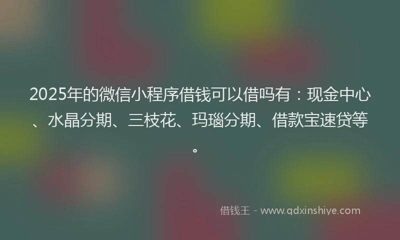 2025年的微信小程序借钱可以借吗有：现金中心、水晶分期、三枝花、玛瑙分期、借款宝速贷等。