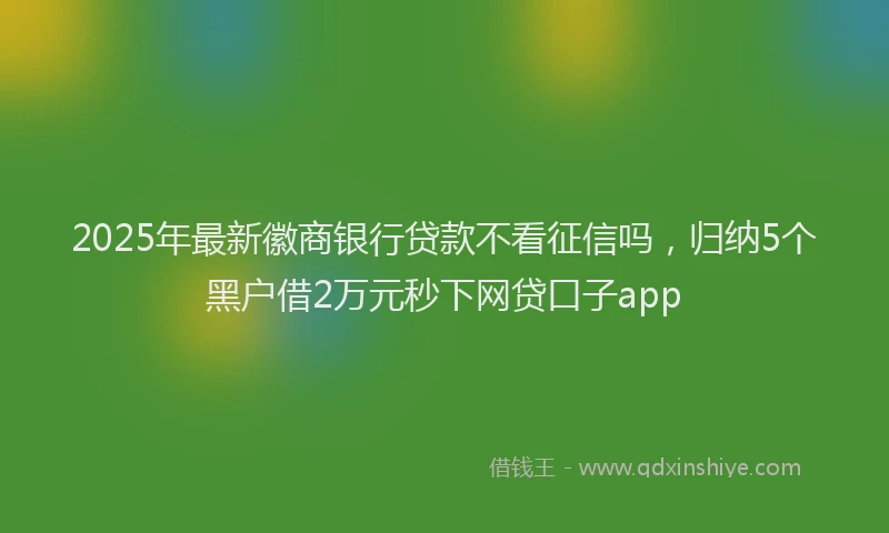 2025年最新徽商银行贷款不看征信吗，归纳5个黑户借2万元秒下网贷口子app