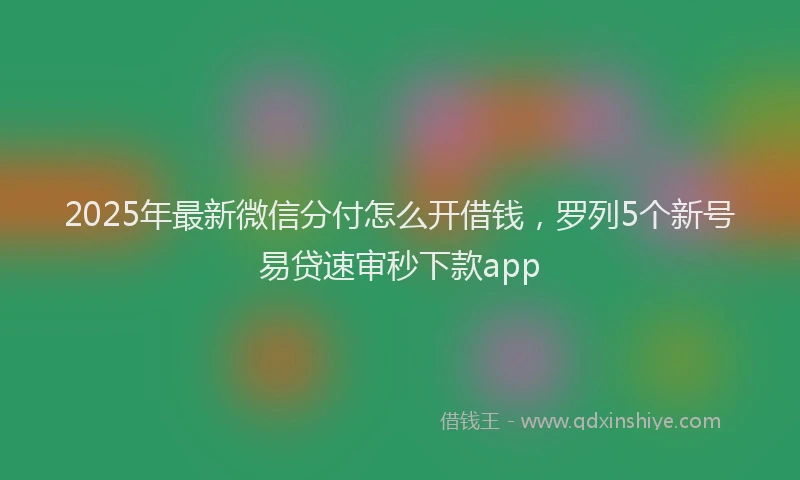 2025年最新微信分付怎么开借钱，罗列5个新号易贷速审秒下款app