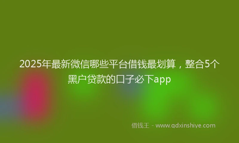 2025年最新微信哪些平台借钱最划算，整合5个黑户贷款的口子必下app