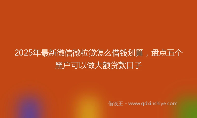2025年最新微信微粒贷怎么借钱划算，盘点五个黑户可以做大额贷款口子