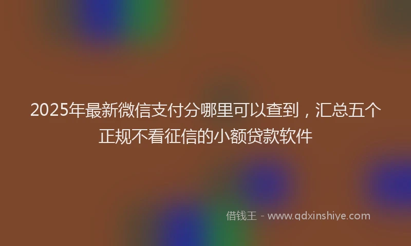 2025年最新微信支付分哪里可以查到，汇总五个正规不看征信的小额贷款软件