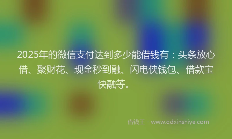 2025年的微信支付达到多少能借钱有：头条放心借、聚财花、现金秒到融、闪电侠钱包、借款宝快融等。