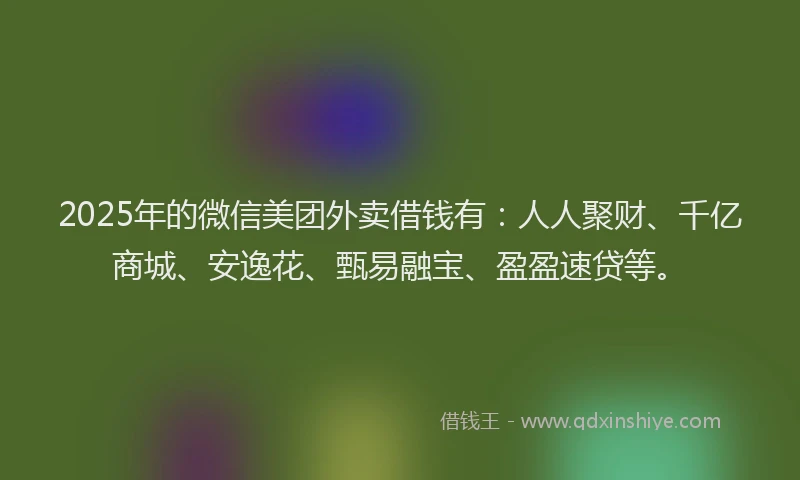 2025年的微信美团外卖借钱有：人人聚财、千亿商城、安逸花、甄易融宝、盈盈速贷等。