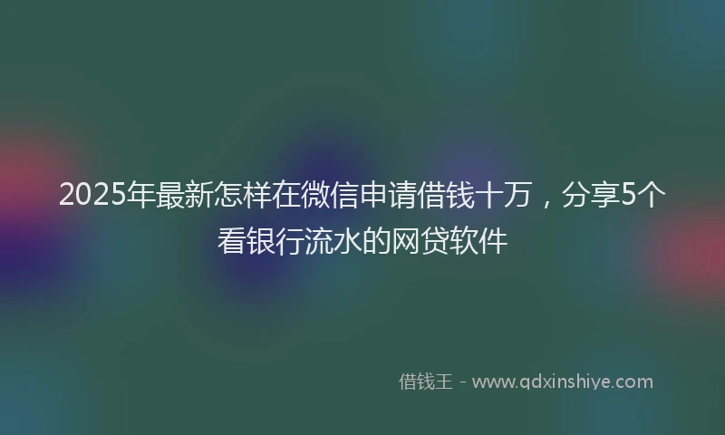 2025年最新怎样在微信申请借钱十万，分享5个看银行流水的网贷软件