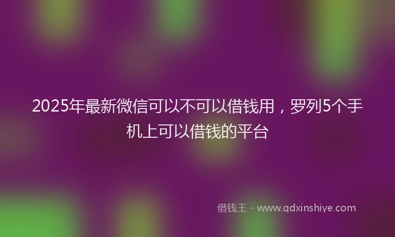 2025年最新微信可以不可以借钱用，罗列5个手机上可以借钱的平台