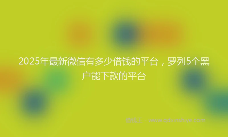 2025年最新微信有多少借钱的平台，罗列5个黑户能下款的平台