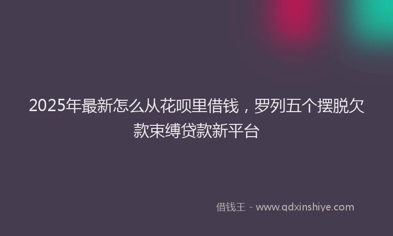 2025年最新怎么从花呗里借钱，罗列五个摆脱欠款束缚贷款新平台