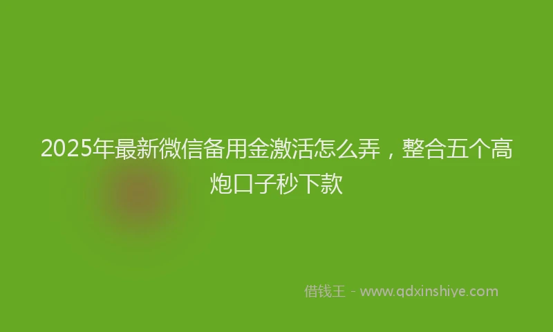 2025年最新微信备用金激活怎么弄，整合五个高炮口子秒下款