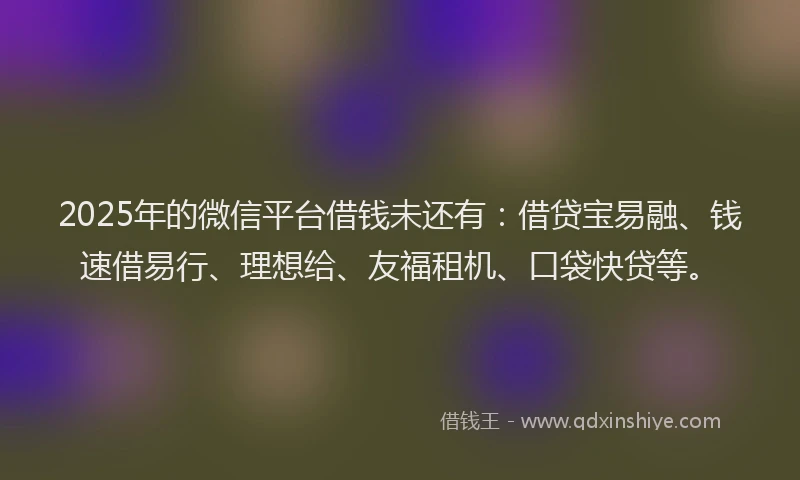 2025年的微信平台借钱未还有：借贷宝易融、钱速借易行、理想给、友福租机、口袋快贷等。