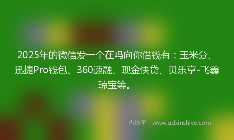 2025年的微信发一个在吗向你借钱有：玉米分、迅捷Pro钱包、360速融、现金快贷、贝乐享-飞鑫琼宝等。