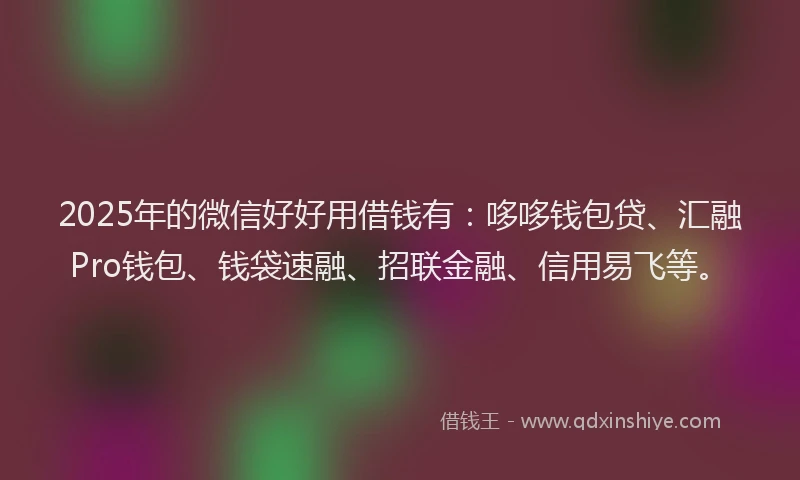 2025年的微信好好用借钱有：哆哆钱包贷、汇融Pro钱包、钱袋速融、招联金融、信用易飞等。
