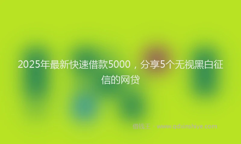 2025年最新快速借款5000，分享5个无视黑白征信的网贷