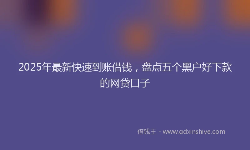 2025年最新快速到账借钱，盘点五个黑户好下款的网贷口子