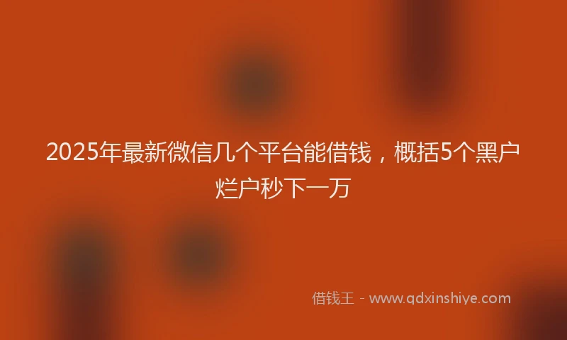 2025年最新微信几个平台能借钱，概括5个黑户烂户秒下一万