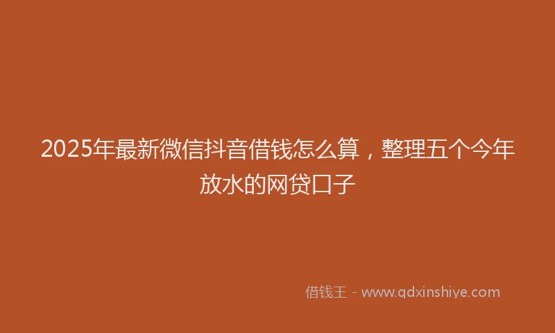 2025年最新微信抖音借钱怎么算，整理五个今年放水的网贷口子