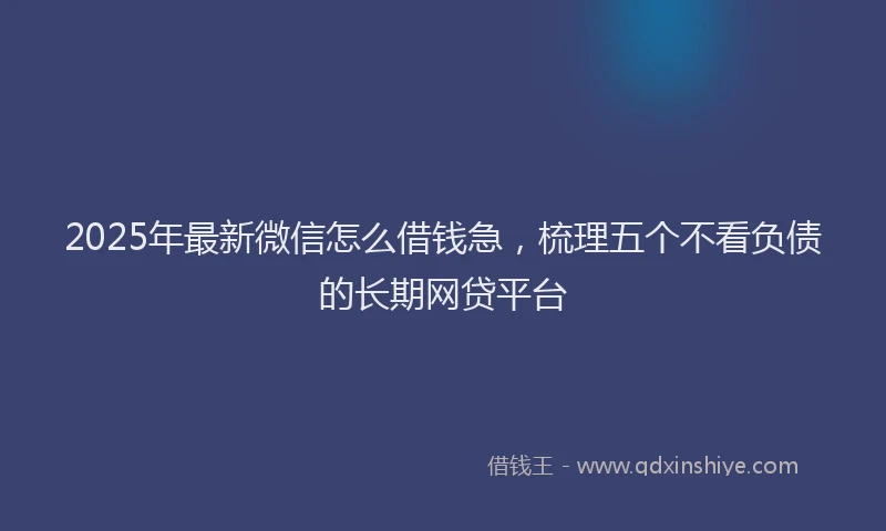 2025年最新微信怎么借钱急，梳理五个不看负债的长期网贷平台
