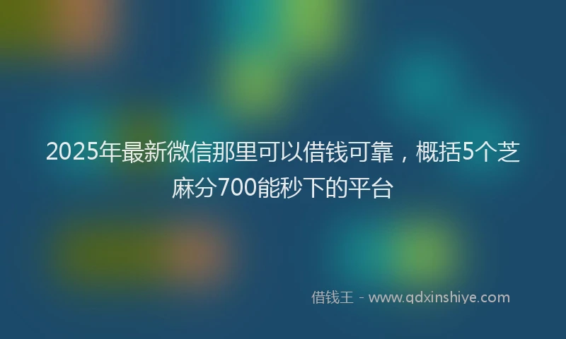 2025年最新微信那里可以借钱可靠，概括5个芝麻分700能秒下的平台