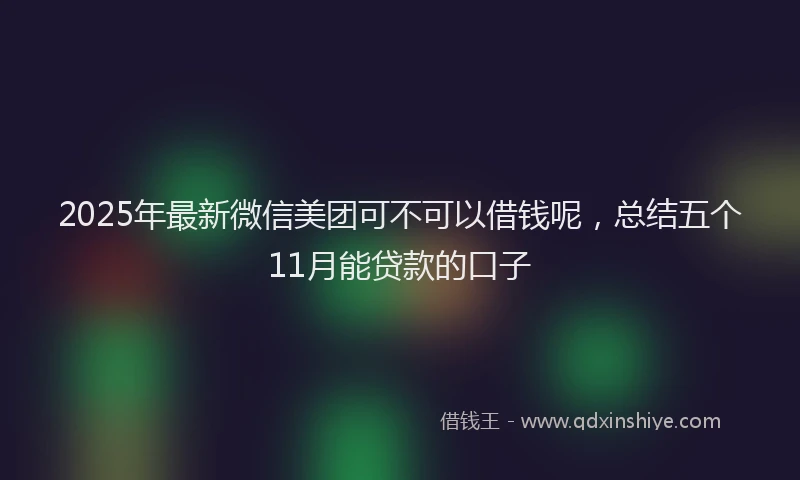 2025年最新微信美团可不可以借钱呢，总结五个11月能贷款的口子