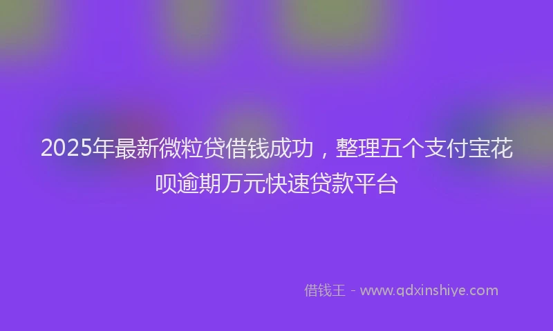 2025年最新微粒贷借钱成功，整理五个支付宝花呗逾期万元快速贷款平台