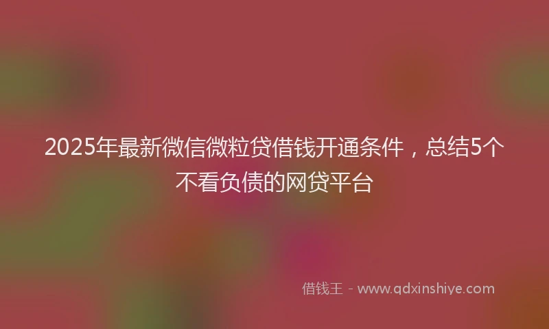 2025年最新微信微粒贷借钱开通条件，总结5个不看负债的网贷平台