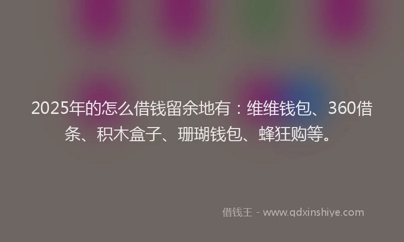 2025年的怎么借钱留余地有：维维钱包、360借条、积木盒子、珊瑚钱包、蜂狂购等。