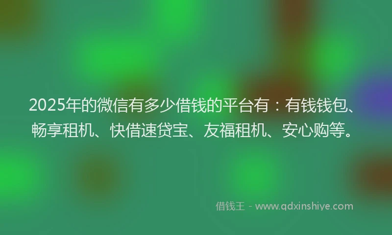 2025年的微信有多少借钱的平台有：有钱钱包、畅享租机、快借速贷宝、友福租机、安心购等。