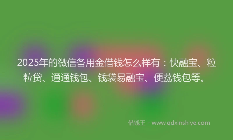 2025年的微信备用金借钱怎么样有：快融宝、粒粒贷、通通钱包、钱袋易融宝、便荔钱包等。