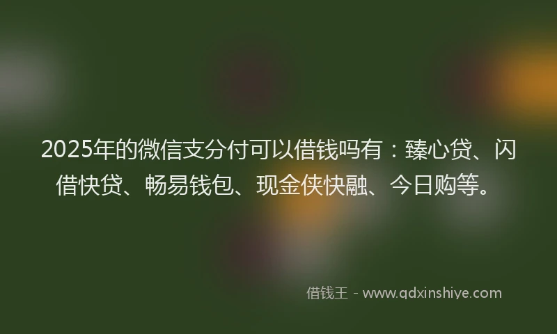 2025年的微信支分付可以借钱吗有：臻心贷、闪借快贷、畅易钱包、现金侠快融、今日购等。