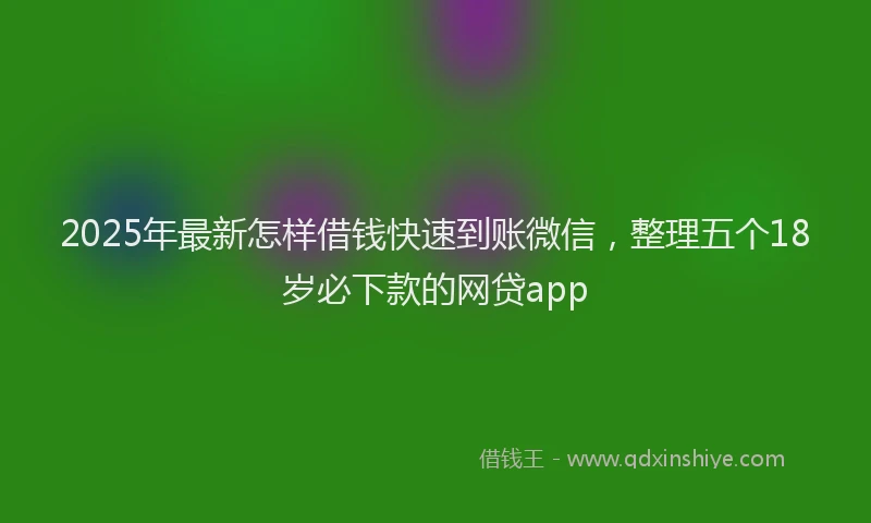 2025年最新怎样借钱快速到账微信，整理五个18岁必下款的网贷app