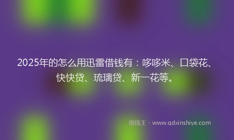 2025年的怎么用迅雷借钱有：哆哆米、口袋花、快快贷、琉璃贷、新一花等。