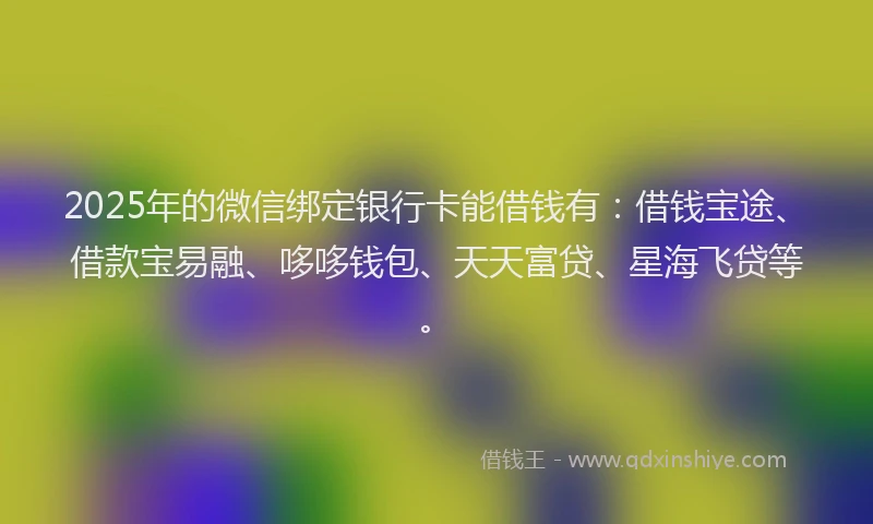 2025年的微信绑定银行卡能借钱有：借钱宝途、借款宝易融、哆哆钱包、天天富贷、星海飞贷等。
