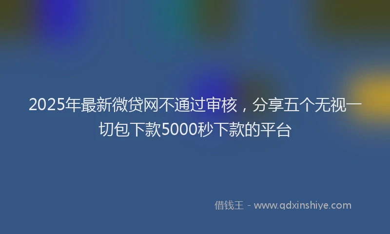 2025年最新微贷网不通过审核，分享五个无视一切包下款5000秒下款的平台