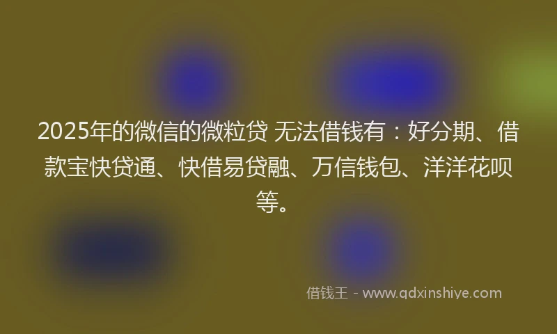 2025年的微信的微粒贷 无法借钱有：好分期、借款宝快贷通、快借易贷融、万信钱包、洋洋花呗等。