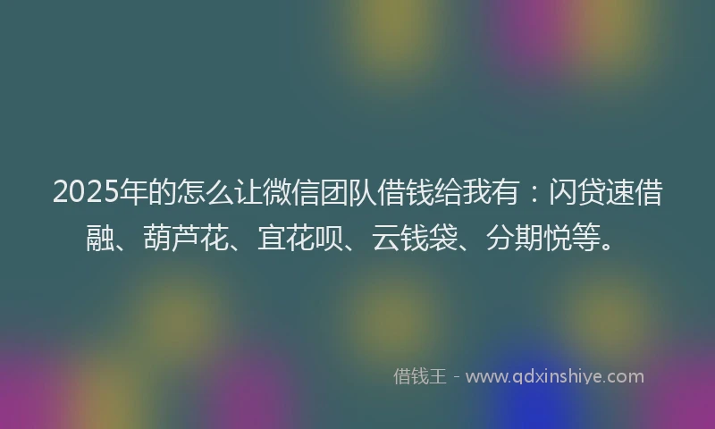 2025年的怎么让微信团队借钱给我有：闪贷速借融、葫芦花、宜花呗、云钱袋、分期悦等。