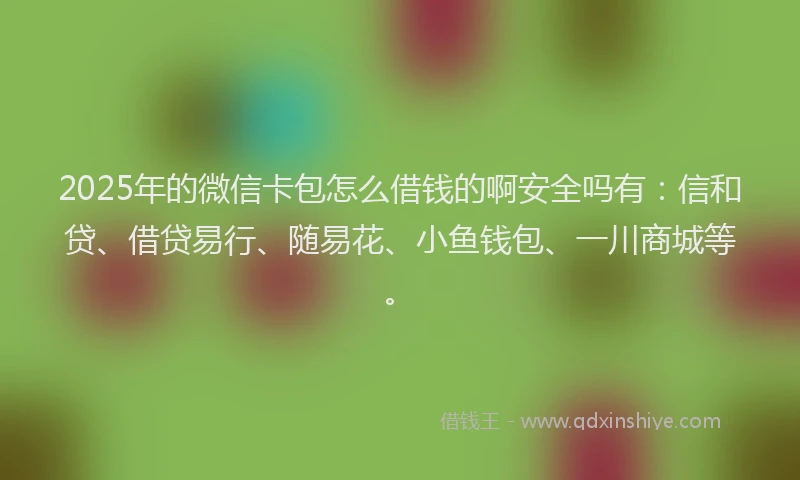 2025年的微信卡包怎么借钱的啊安全吗有：信和贷、借贷易行、随易花、小鱼钱包、一川商城等。