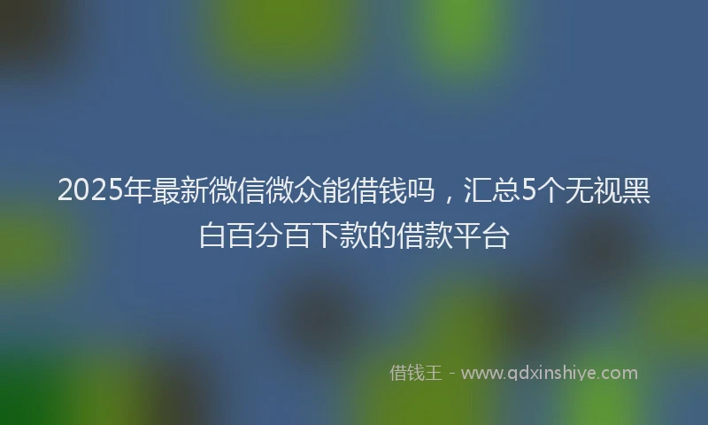 2025年最新微信微众能借钱吗，汇总5个无视黑白百分百下款的借款平台