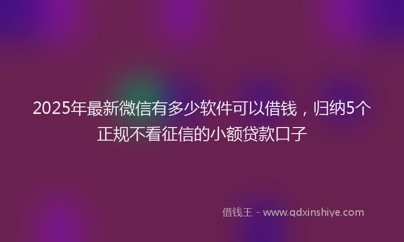 2025年最新微信有多少软件可以借钱，归纳5个正规不看征信的小额贷款口子