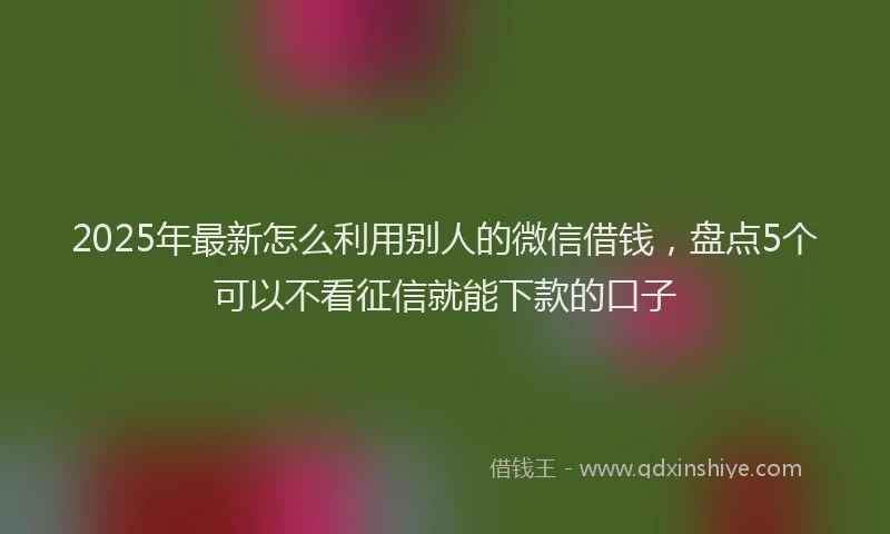 2025年最新怎么利用别人的微信借钱，盘点5个可以不看征信就能下款的口子