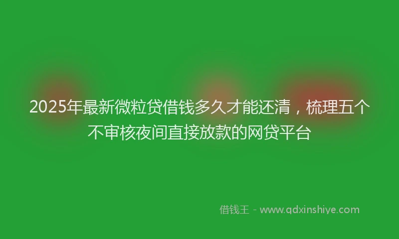 2025年最新微粒贷借钱多久才能还清，梳理五个不审核夜间直接放款的网贷平台
