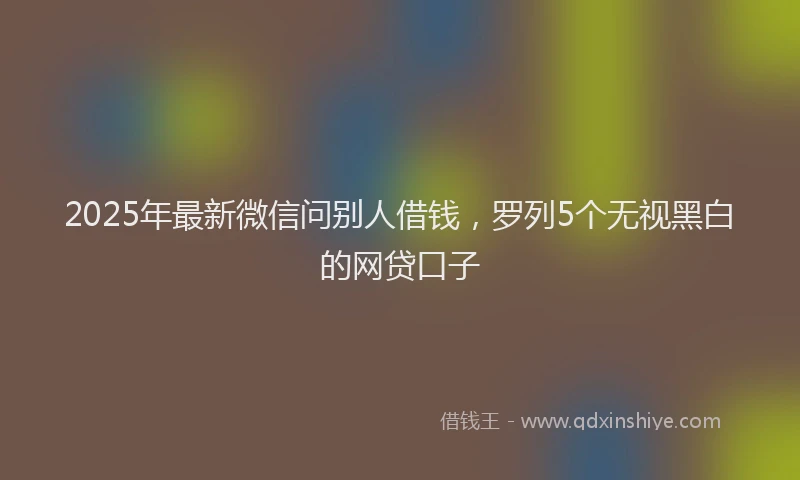 2025年最新微信问别人借钱，罗列5个无视黑白的网贷口子