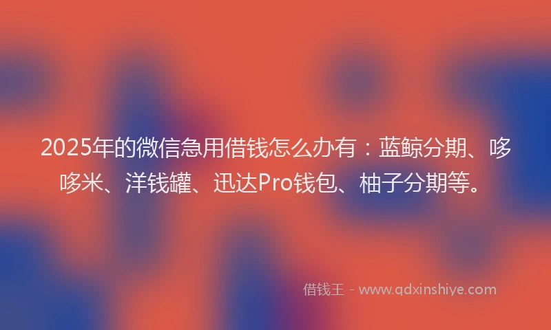 2025年的微信急用借钱怎么办有：蓝鲸分期、哆哆米、洋钱罐、迅达Pro钱包、柚子分期等。