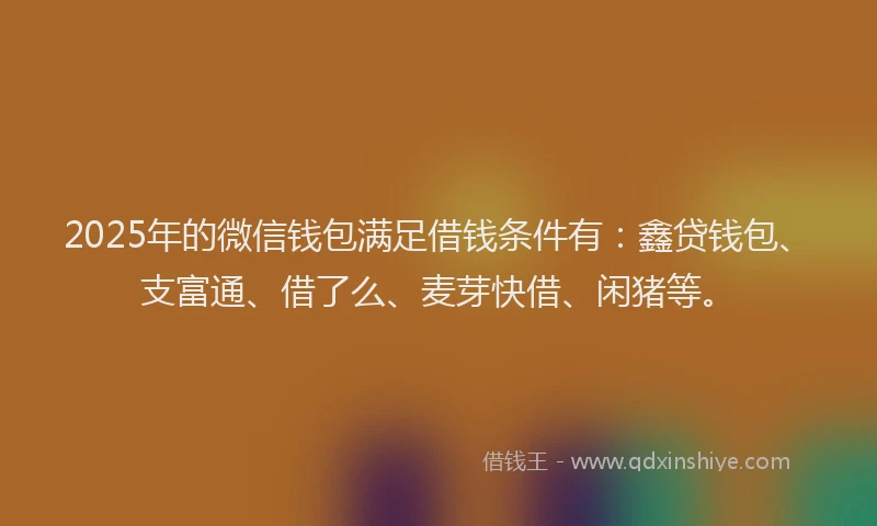 2025年的微信钱包满足借钱条件有：鑫贷钱包、支富通、借了么、麦芽快借、闲猪等。