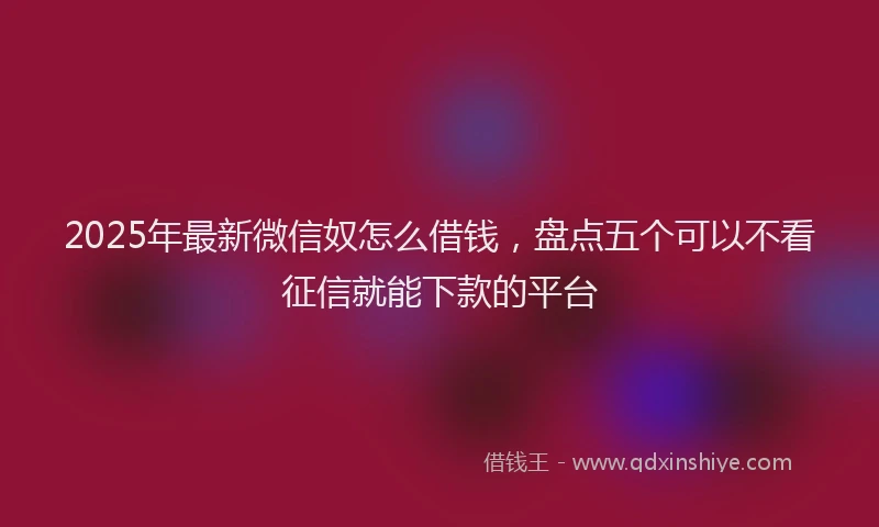 2025年最新微信奴怎么借钱，盘点五个可以不看征信就能下款的平台
