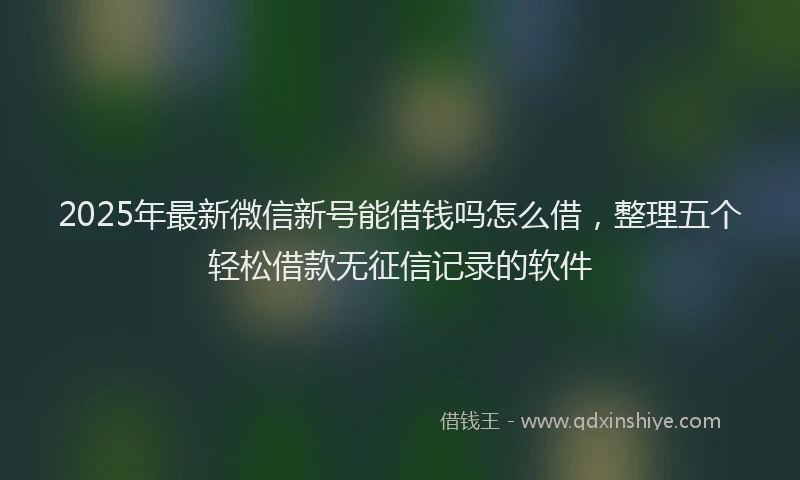 2025年最新微信新号能借钱吗怎么借，整理五个轻松借款无征信记录的软件
